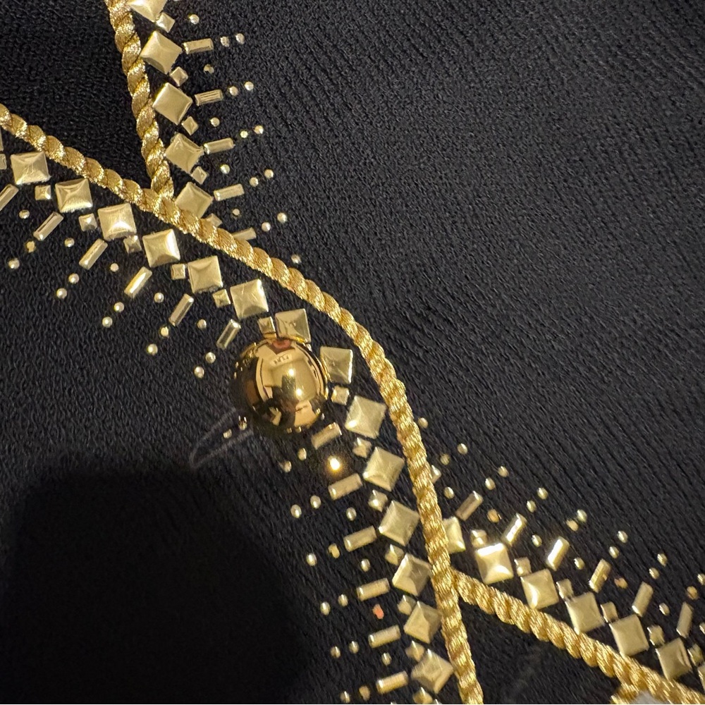 ST. JOHN Evening NEW Gold Studded Embellished Cardigan Sweater Jacket Size 8 - Picture 6 of 16